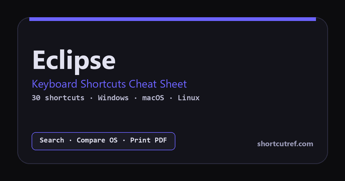 Eclipse Keyboard Shortcuts | ShortcutRef